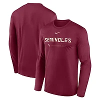 Nike Florida State Seminoles 2025 Courtside Basketball Shootaround Legend Dri-FIT Long Sleeve T-Shirt