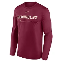 Nike Florida State Seminoles 2025 Courtside Basketball Shootaround Legend Dri-FIT Long Sleeve T-Shirt