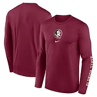 Nike Florida State Seminoles Primetime Center Lockup Two-Hit Legend Long Sleeve T-Shirt