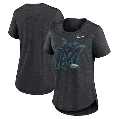 Nike Heather Miami Marlins Touch Tri-Blend T-Shirt