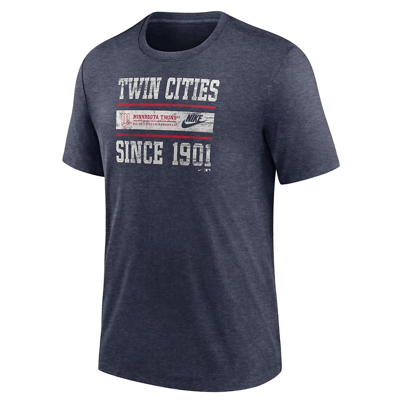 Nike Heather Minnesota Twins Cooperstown Collection Local Stack Tri-Blend T-Shirt