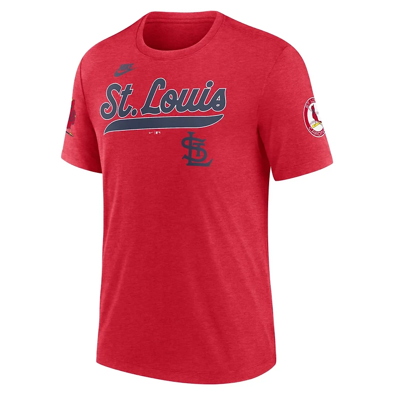 Nike Heather St Louis Cardinals Cooperstown Collection Eras Tri-Blend T-Shirt