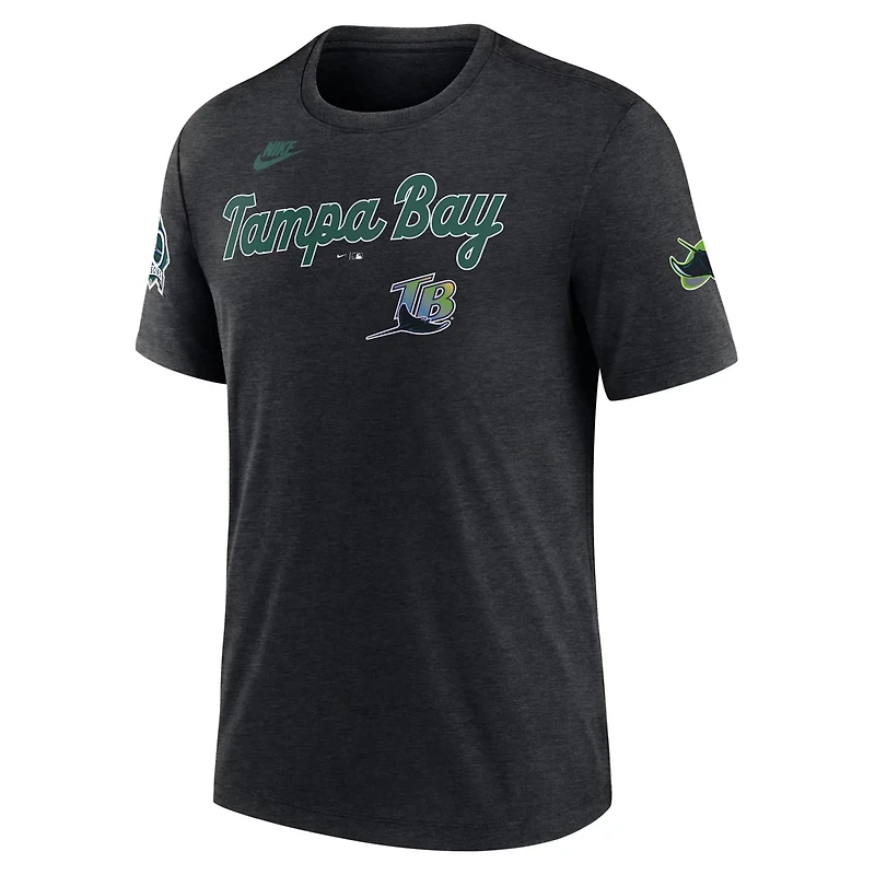 Nike Heather Tampa Bay Rays Cooperstown Collection Eras Tri-Blend T-Shirt