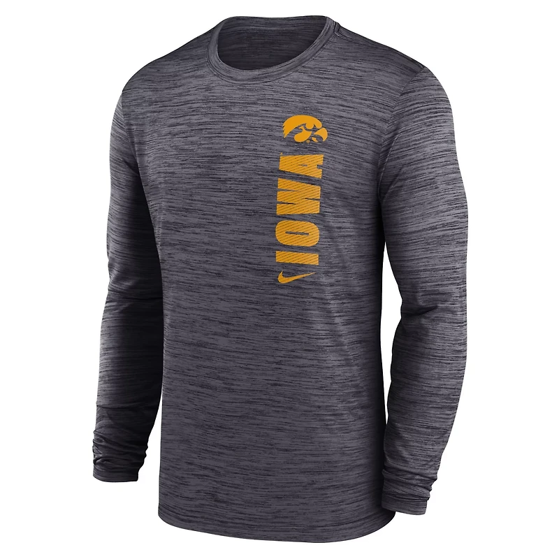 Nike Iowa Hawkeyes 2024 Sideline Velocity Performance Long Sleeve T-Shirt
