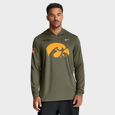 Nike Iowa Hawkeyes 2025 Military Appreciation Dri-FIT Long Sleeve Hoodie T-Shirt