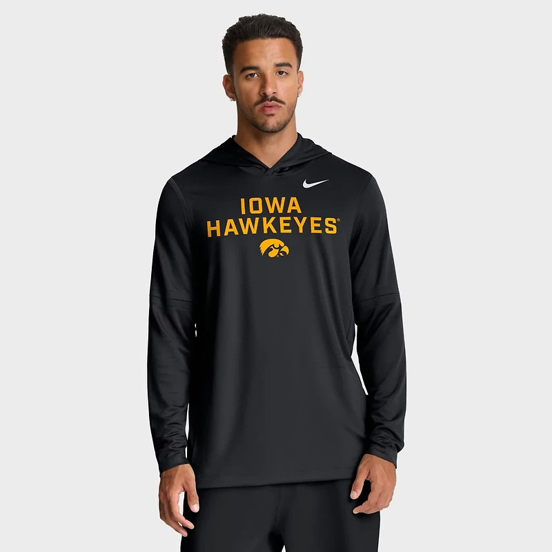 Nike Iowa Hawkeyes 2025 Sideline Performance Long Sleeve Hoodie T-Shirt