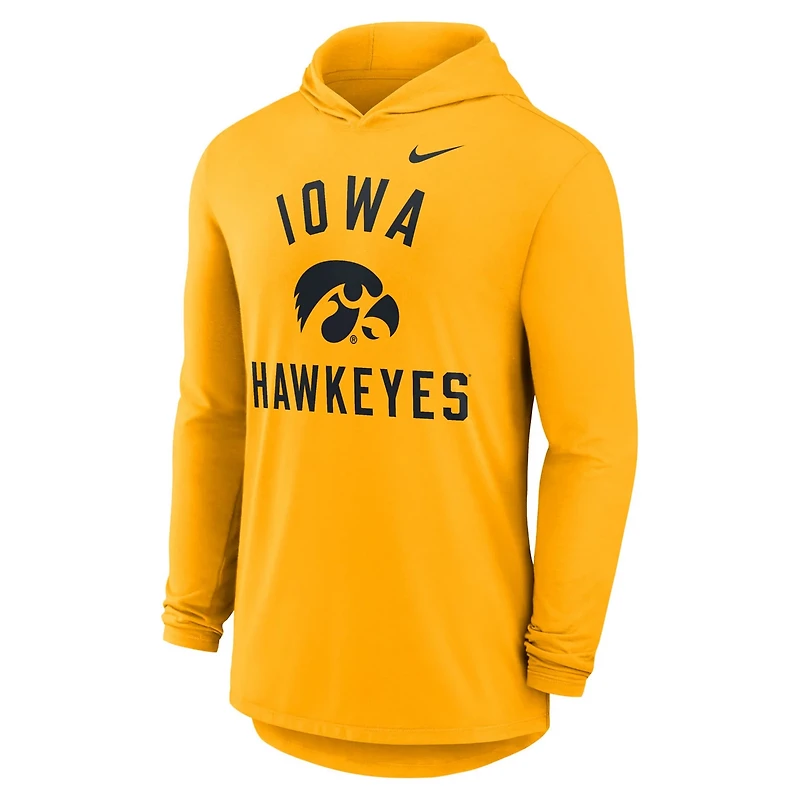 Nike Iowa Hawkeyes Classic Arch Tri-Blend Dri-FIT Long Sleeve Hoodie T-Shirt