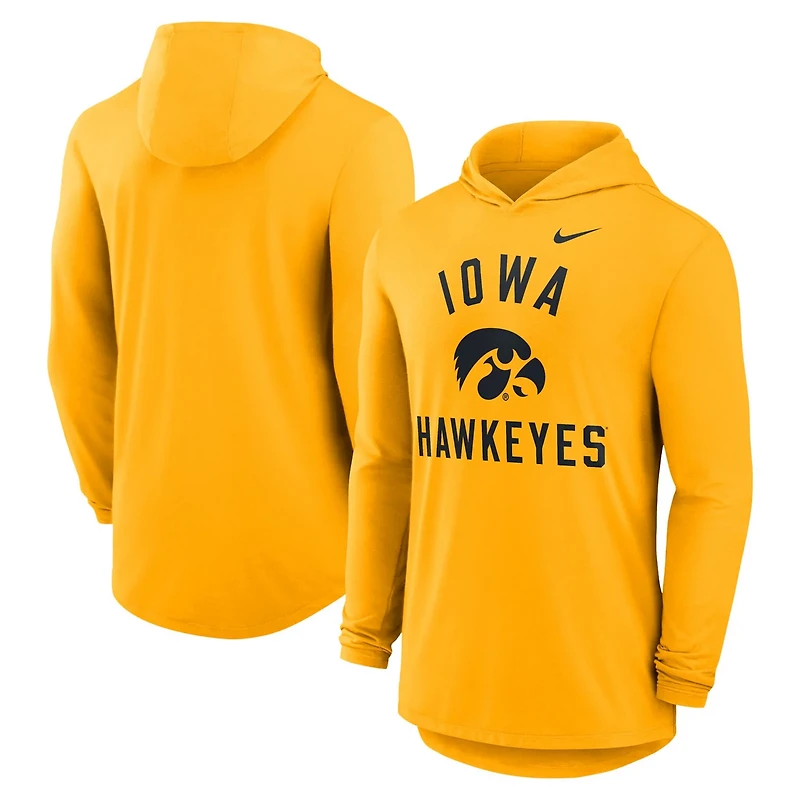 Nike Iowa Hawkeyes Classic Arch Tri-Blend Dri-FIT Long Sleeve Hoodie T-Shirt