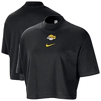 Nike Los Angeles Lakers Courtside Mock Neck Loose Fit Cropped T-Shirt