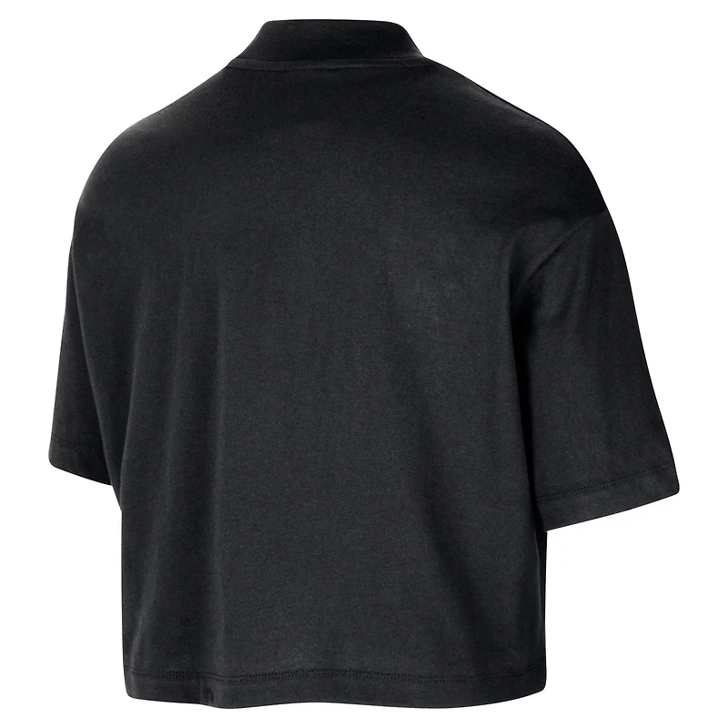 Nike Los Angeles Lakers Courtside Mock Neck Loose Fit Cropped T-Shirt