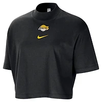 Nike Los Angeles Lakers Courtside Mock Neck Loose Fit Cropped T-Shirt