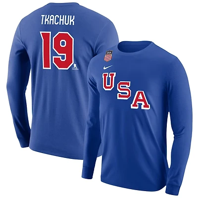 Nike Matthew Tkachuk US Hockey 2026 Name  Number Long Sleeve T-Shirt
