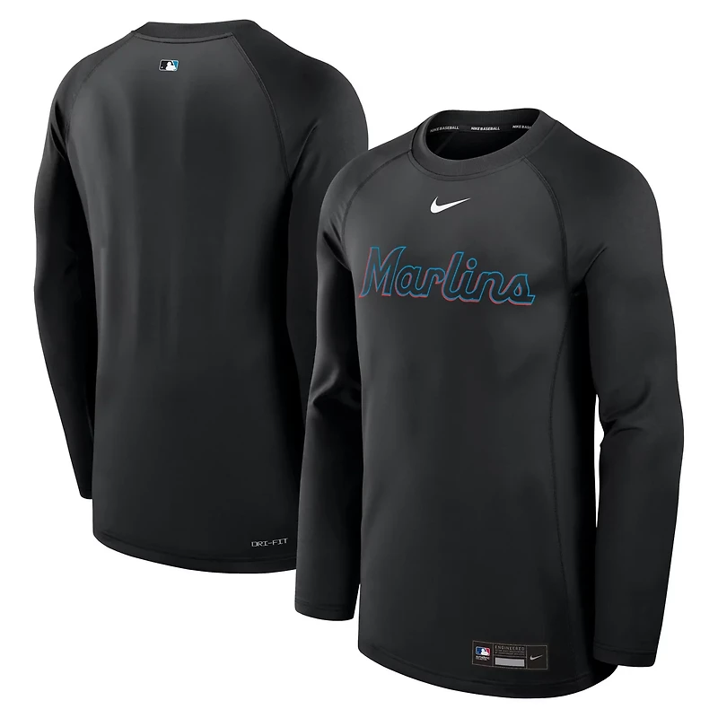 Nike Miami Marlins Authentic Collection Game Time Raglan Performance Long Sleeve T-Shirt