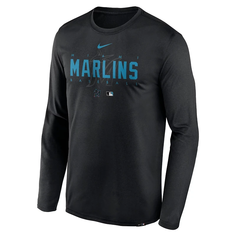 Nike Miami Marlins Authentic Collection Team Logo Legend Performance Long Sleeve T-Shirt