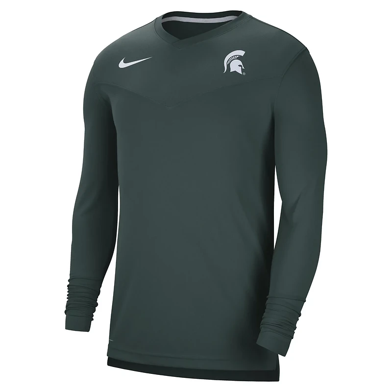 Nike Michigan State Spartans 2022 Coach Performance Long Sleeve V-Neck T-Shirt