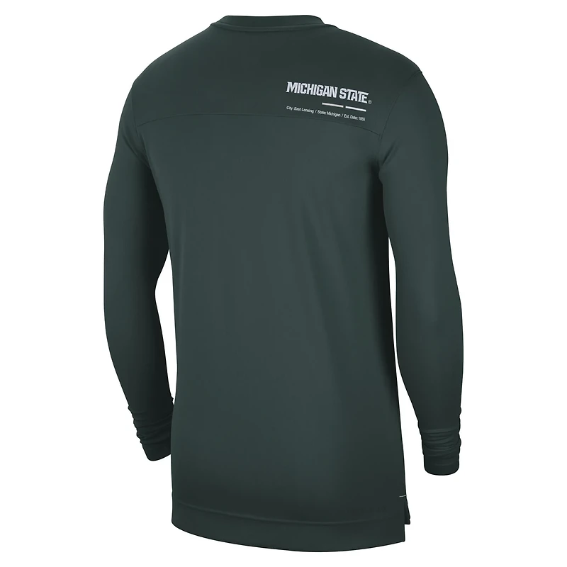 Nike Michigan State Spartans 2022 Coach Performance Long Sleeve V-Neck T-Shirt