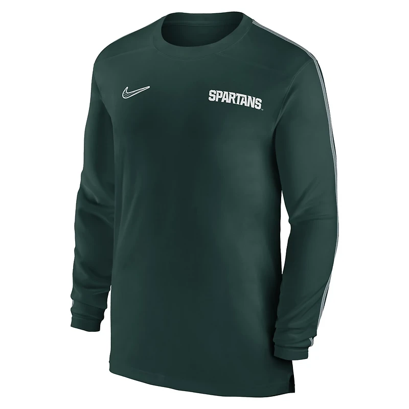 Nike Michigan State Spartans 2024 Sideline Coach UV Performance Long Sleeve T-Shirt