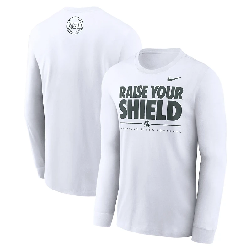 Nike Michigan State Spartans 2025 Football Fan Raise Your Shield Long Sleeve T-Shirt