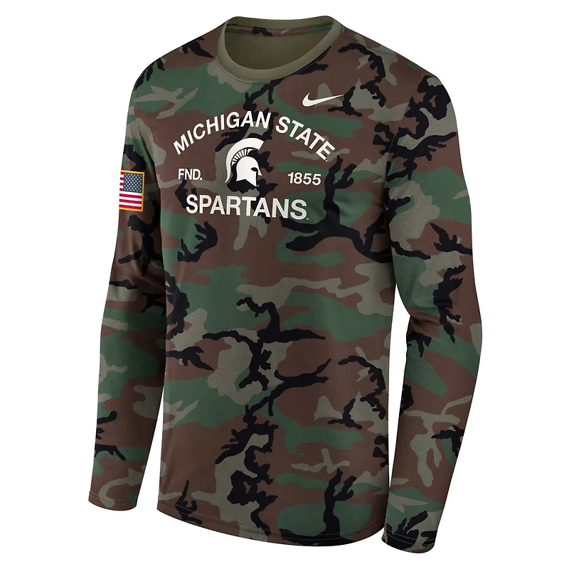 Nike Michigan State Spartans 2025 Military Appreciation Legend Dri-FIT Long Sleeve T-Shirt