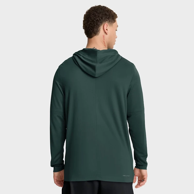 Nike Michigan State Spartans 2025 Sideline Dri-FIT Long Sleeve Hoodie T-Shirt