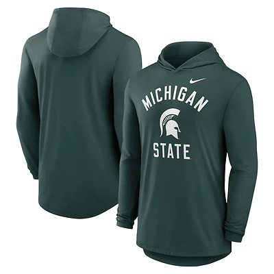 Nike Michigan State Spartans Classic Arch Tri-Blend Performance Long Sleeve Hoodie T-Shirt