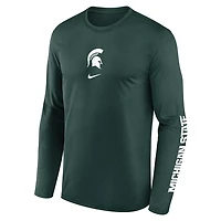 Nike Michigan State Spartans Primetime Center Lockup Two-Hit Legend Long Sleeve T-Shirt