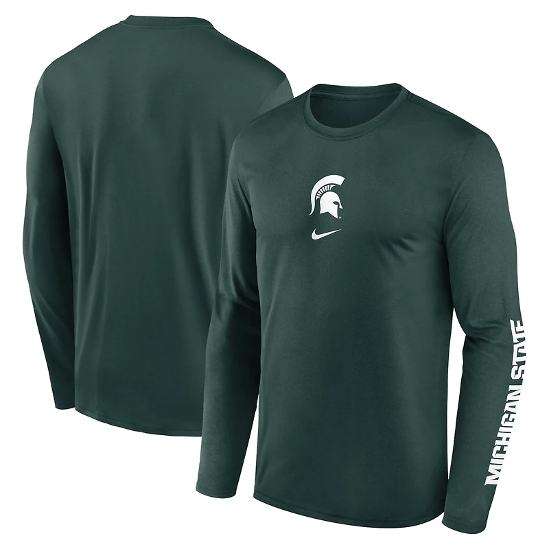 Nike Michigan State Spartans Primetime Center Lockup Two-Hit Legend Long Sleeve T-Shirt