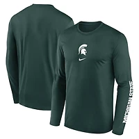 Nike Michigan State Spartans Primetime Center Lockup Two-Hit Legend Long Sleeve T-Shirt