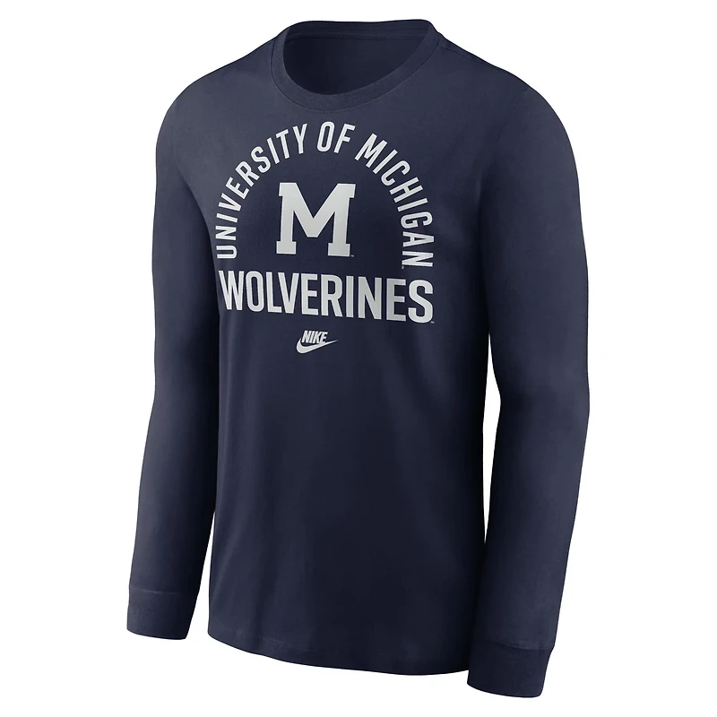 Nike Michigan Wolverines Legacy Arched Logo Long Sleeve T-Shirt