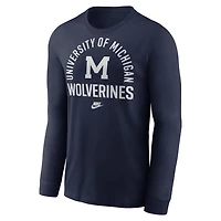Nike Michigan Wolverines Legacy Arched Logo Long Sleeve T-Shirt