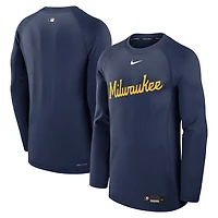 Nike Milwaukee Brewers Authentic Collection Game Time Raglan Performance Long Sleeve T-Shirt