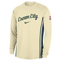 Nike Milwaukee Bucks 2025 26 City Edition Authentic Pregame Dri-FIT Long Sleeve Shooting T-Shirt