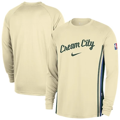 Nike Milwaukee Bucks 2025 26 City Edition Authentic Pregame Dri-FIT Long Sleeve Shooting T-Shirt