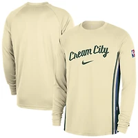 Nike Milwaukee Bucks 2025 26 City Edition Authentic Pregame Dri-FIT Long Sleeve Shooting T-Shirt