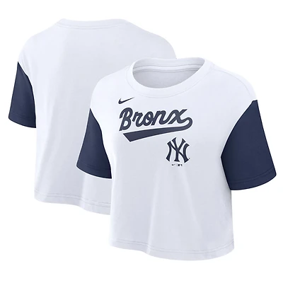 Nike Navy New York Yankees Script Cropped Performance T-Shirt