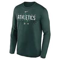 Nike Oakland Athletics Authentic Collection Team Logo Legend Performance Long Sleeve T-Shirt
