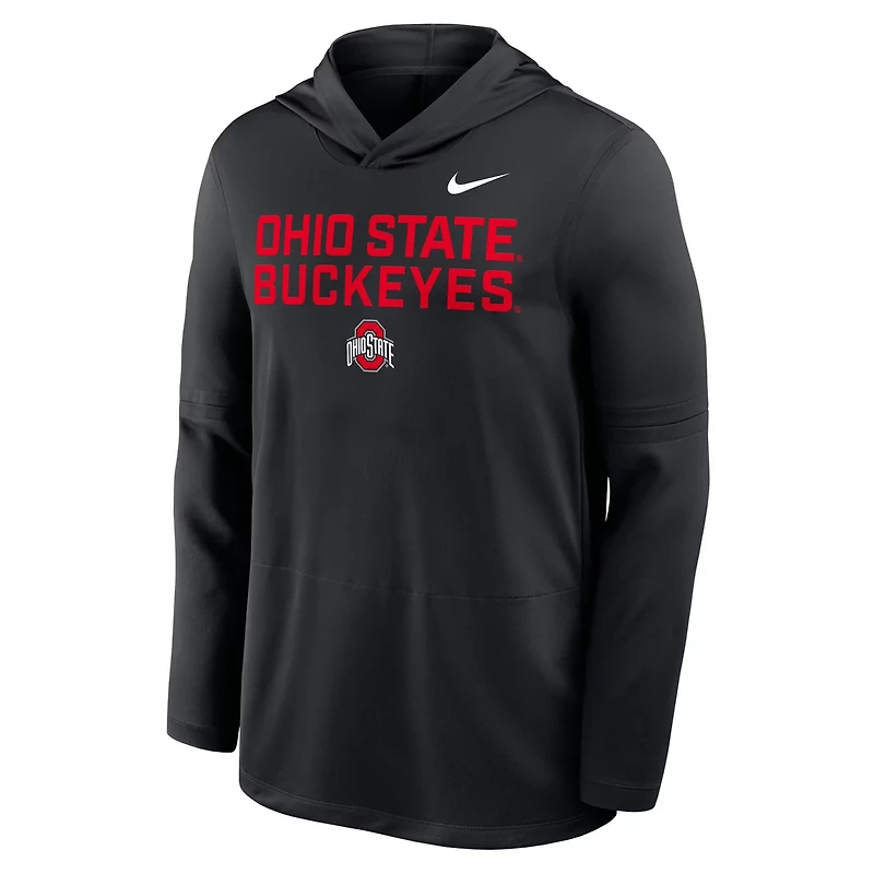 Nike Ohio State Buckeyes 2025 Sideline Dri-FIT Long Sleeve Hoodie T-Shirt