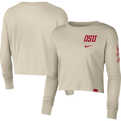 Nike Ohio State Buckeyes Varsity Letter Long Sleeve Crop Top