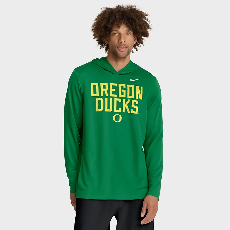 Nike Oregon Ducks 2025 Sideline Dri-FIT Long Sleeve Hoodie T-Shirt