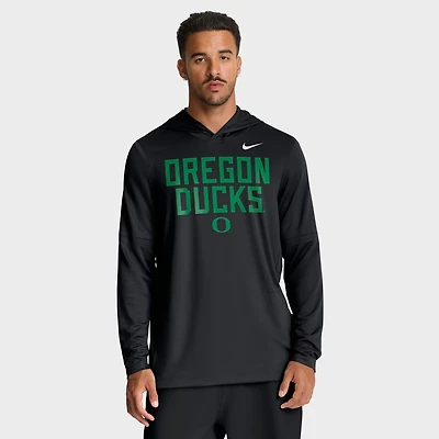 Nike Oregon Ducks 2025 Sideline Performance Long Sleeve Hoodie T-Shirt