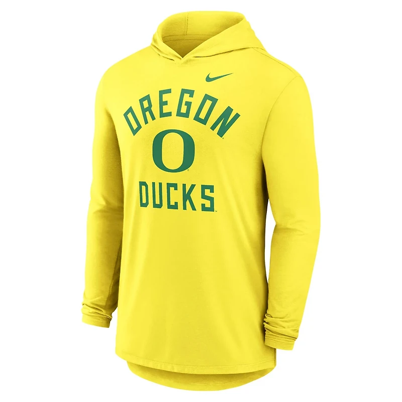 Nike Oregon Ducks Classic Arch Tri-Blend Dri-FIT Long Sleeve Hoodie T-Shirt