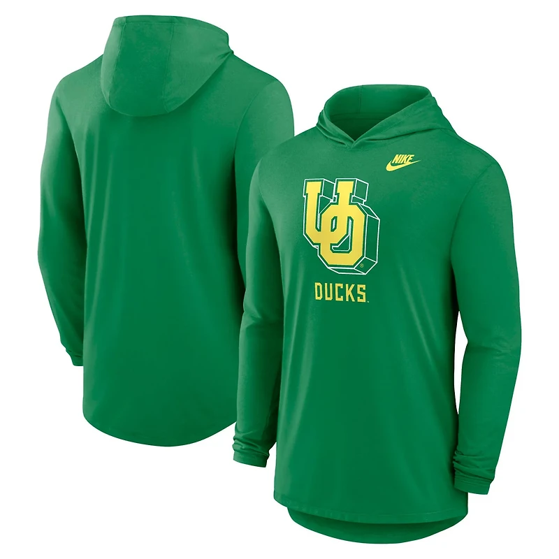 Nike Oregon Ducks Legacy Tri-Blend Dri-FIT Long Sleeve Hoodie T-Shirt