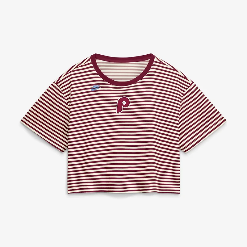 Nike Philadelphia Phillies Cooperstown Collection Striped Cropped T-Shirt