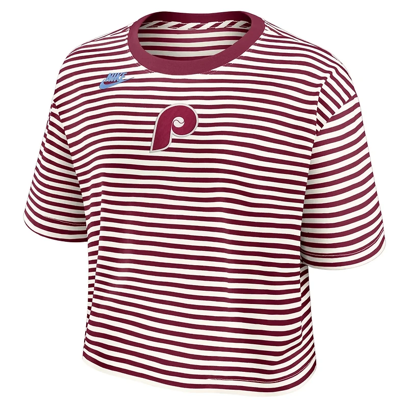 Nike Philadelphia Phillies Cooperstown Collection Striped Cropped T-Shirt