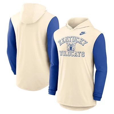 Nike Royal Kentucky Wildcats Legacy Color-Block Tri-Blend Performance Long Sleeve Hoodie T-Shirt
