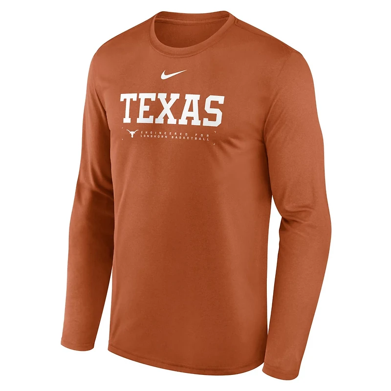 Nike Texas Texas Longhorns 2025 Courtside Basketball Shootaround Legend Dri-FIT Long Sleeve T-Shirt