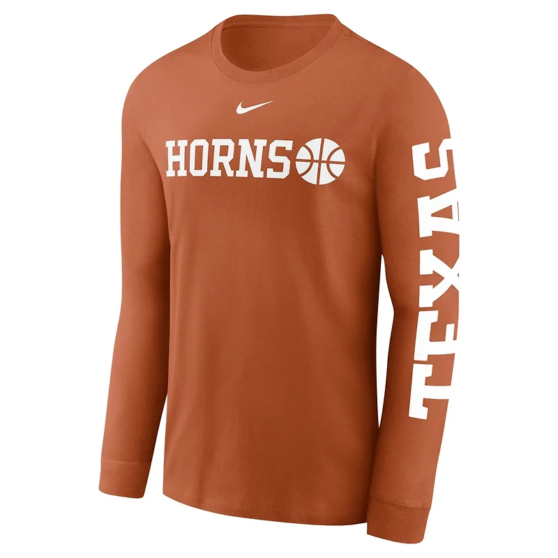 Nike Texas Longhorns Basketball Icon Two-Hit Long Sleeve T-Shirt
