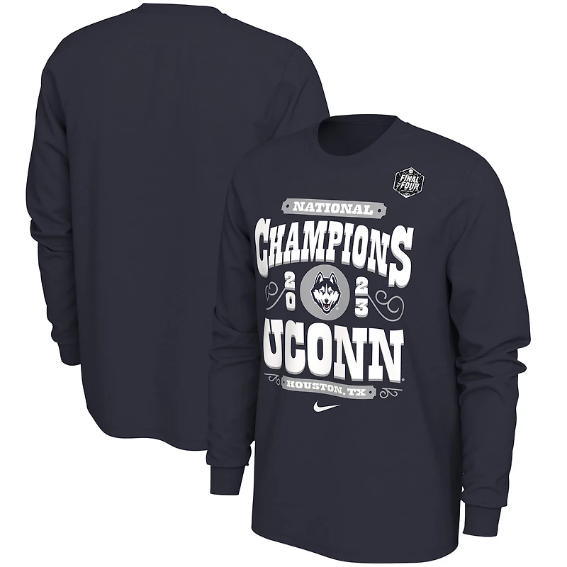 Nike UConn Huskies 2023 NCAA Mens Basketball National Champions Celebration Long Sleeve T-Shirt