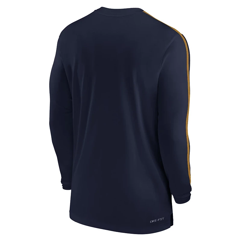 Nike West Virginia Mountaineers 2024 Sideline Coach UV Performance Long Sleeve T-Shirt