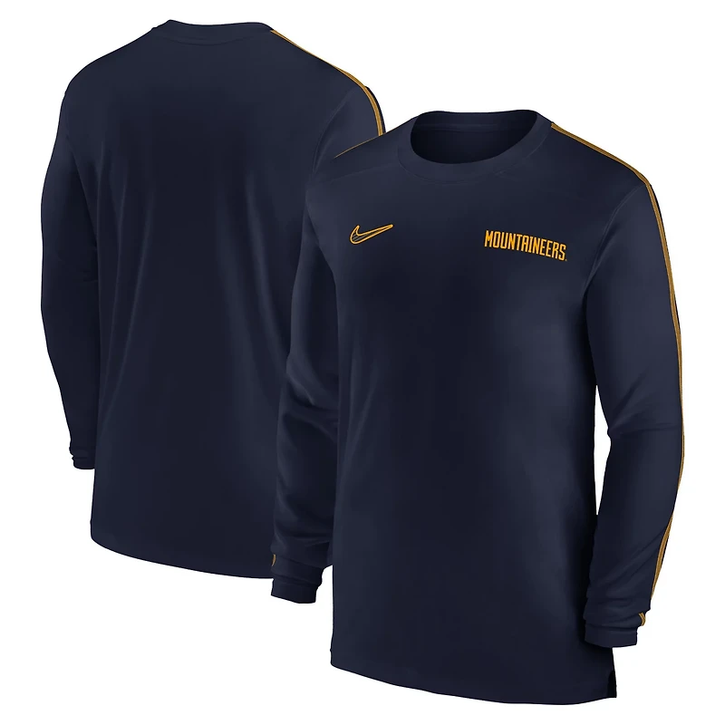Nike West Virginia Mountaineers 2024 Sideline Coach UV Performance Long Sleeve T-Shirt